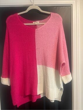 eesome Pink Colorblock Scoopneck Sweater